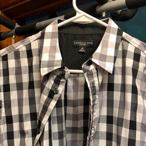 London Fog Black and White Casual Button Down Shirt